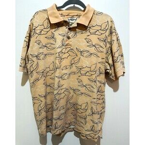 Hawaiian Tropic Polo Shirt Men XL  Floral Tropical Knit Button Collared Polo